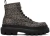 Dolce & Gabbana Logo-jacquard Ankle Boots In 89875 Marrone/nero
