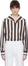 Dolce & Gabbana Three-button Long-sleeved Shirt In Striped Cotton Drill In Riga G.firma Mor/bco