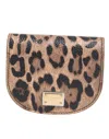Dolce & Gabbana Brown Black Calf Leather Leopard Print Logo Plaque Women's Wallet In Brown