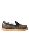 Dolce & Gabbana Brown Black Fur Leather Loafers Men Shoes In Black