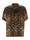 Dolce & Gabbana Leopard-print Silk Bowling Shirt In Brown