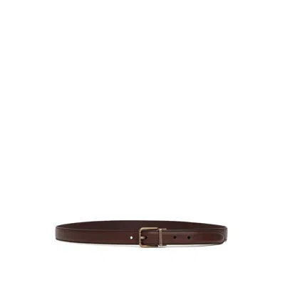 DOLCE & GABBANA BROWN CALFSKIN BELT