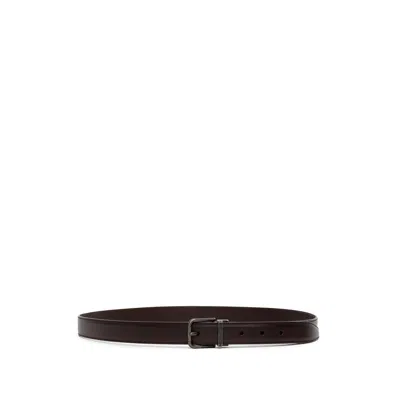 DOLCE & GABBANA BROWN CALFSKIN BELT