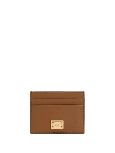 Dolce & Gabbana Brown Calfskin Card Holder