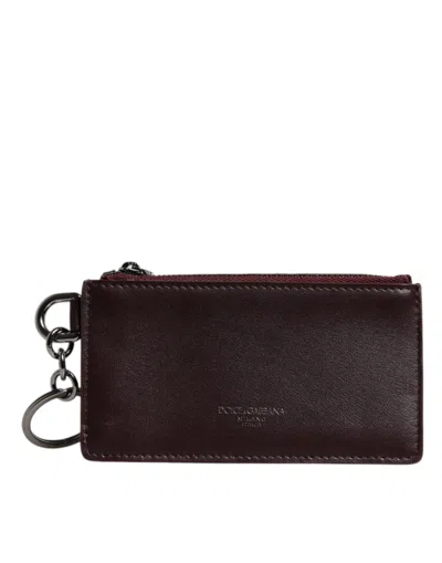 Dolce & Gabbana Brown Calfskin Leather Dg Logo Card Holder Men's Wallet