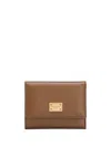Dolce & Gabbana Dauphine Logo-plaque Trifold Wallet In Brown