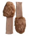 Shop Dolce & Gabbana Brown Cashmere Knitted Fur Mid Arm Mitten Women's Gloves