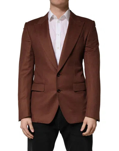 Dolce & Gabbana Cashmere Single Breasted Notch Lapel Jacket In Brown