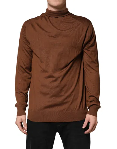 Pre-owned Dolce & Gabbana Brown Cashmere Turtle Neck Pullover Men's Sweater ()