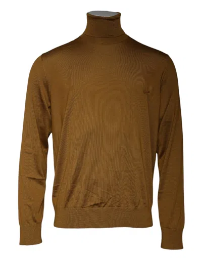 Pre-owned Dolce & Gabbana Brown Cashmere Turtleneck Pullover Men's Sweater ()