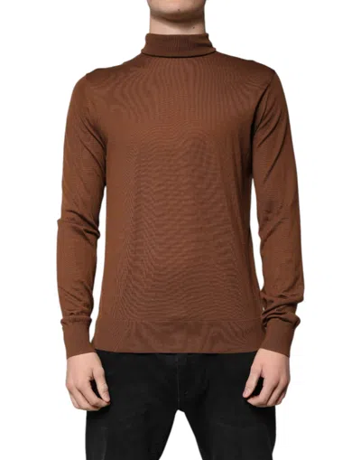 Pre-owned Dolce & Gabbana Brown Cashmere Turtleneck Pullover Men's Sweater () In Bronze