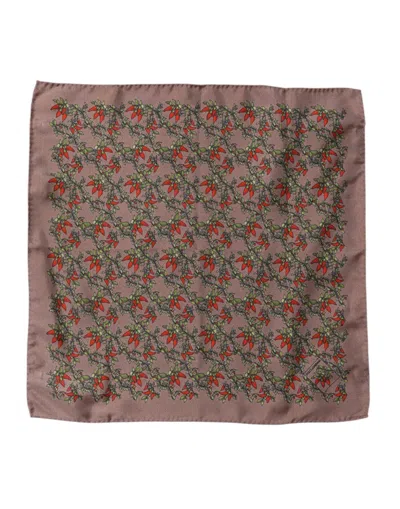Pre-owned Dolce & Gabbana Brown Chili Print Silk Square Foulard Men's Scarf ()