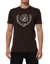 Dolce & Gabbana Brown Coin Laurel Print Men Crew Neck T-shirt In Brown