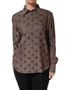 Dolce & Gabbana Brown Collared Long Sleeves Logo Shirt Top In Brown