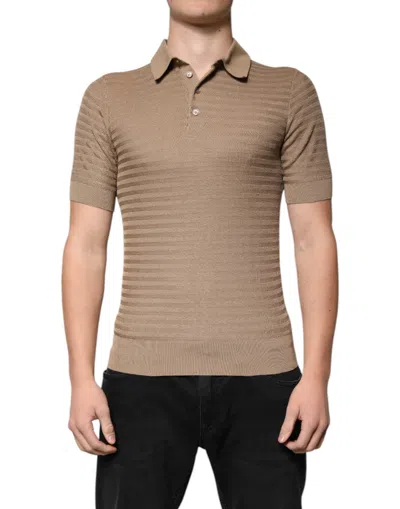 DOLCE & GABBANA DOLCE & GABBANA BROWN COLLARED SHORT SLEEVES POLO MEN'S T-SHIRT