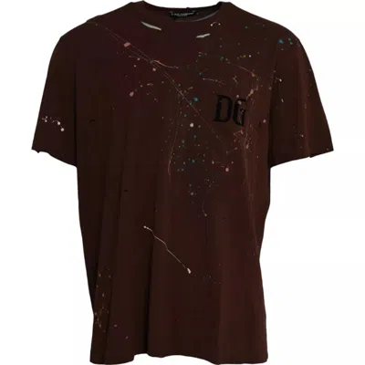 Dolce & Gabbana Dg-logo Cotton T-shirt In Brown