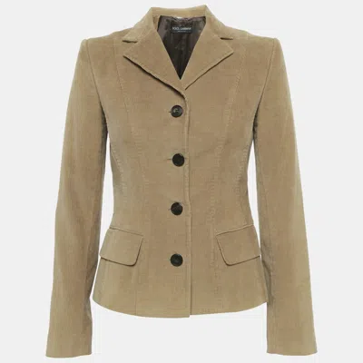 Pre-owned Dolce & Gabbana Brown Corduroy Single Breasted Blazer M