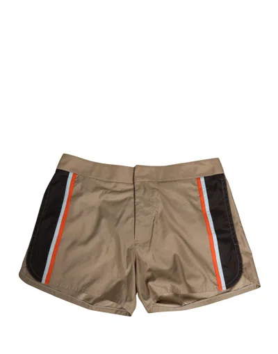 Dolce & Gabbana Brown Cotton Blend Mid Length Boxer Underwear