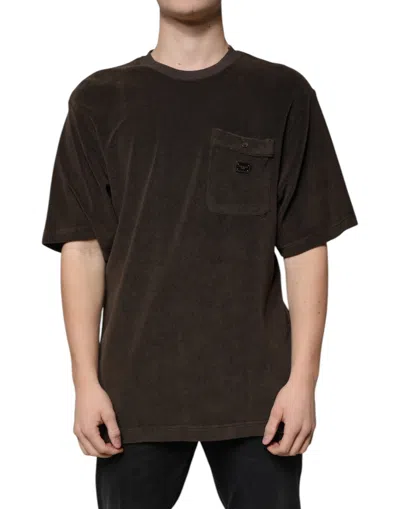 Dolce & Gabbana Brown Cotton Crew Neck Short Sleeves Men's T-shirt