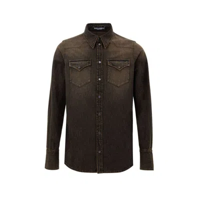 DOLCE & GABBANA BROWN COTTON DENIM