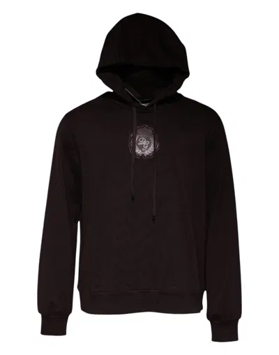 Dolce & Gabbana Brown Cotton Hooded Men Sweatshirt Sweater In Black