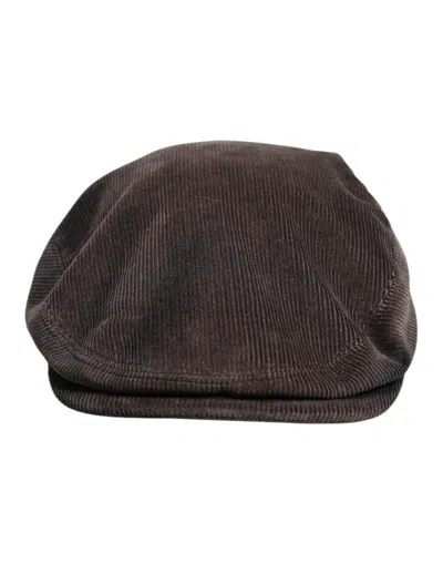 Dolce & Gabbana Brown Cotton Newsboy Capello Cabbie Men's Hat