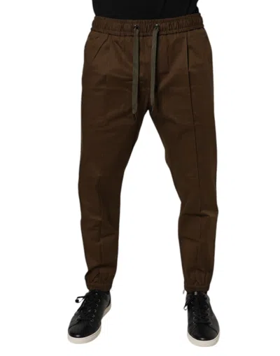 Dolce & Gabbana Brown Cotton Stretch Jogger Sweatmen's Men's Pants