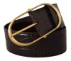Dolce & Gabbana Brown Crocodile Pattern Leather Gold Oval Buckle Belt In Brown