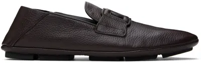 Dolce & Gabbana Dg Logo Leather Loafers In Black