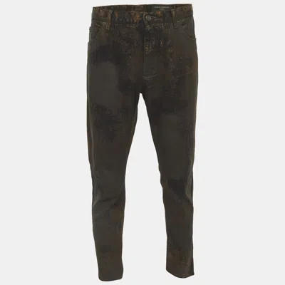 Pre-owned Dolce & Gabbana Brown Denim Distressed Jeans Xl/waist 34"