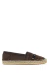 Dolce & Gabbana Canvas Denim Logo-patch Slip-on Espadrilles In Brown