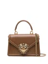 Dolce & Gabbana Heart Embellishment Small Leather Handbag In Brown