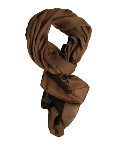 Dolce & Gabbana Brown Dg Crown Neck Warmer Men Foulard Scarf