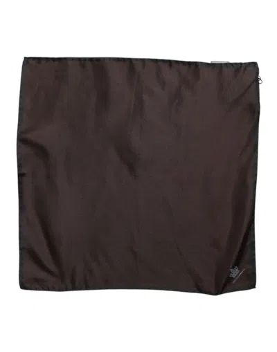 Dolce & Gabbana Brown Dg Crown Silk Square Men Foulard Men's Scarf