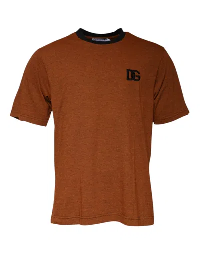 Dolce & Gabbana Brown Dg Logo Polyester Crew Neck T-shirt