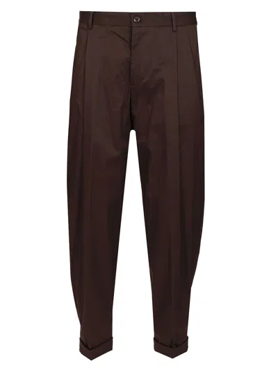 Dolce & Gabbana Brown Double Pleat Trousers Brown