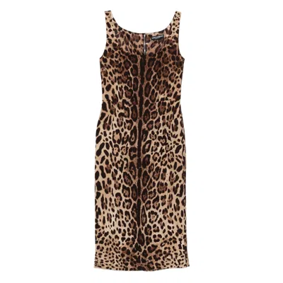 Dolce & Gabbana Animal-print Sleeveless Midi Dress In Animal Print
