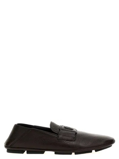 DOLCE & GABBANA BROWN DRIVER LOAFERS