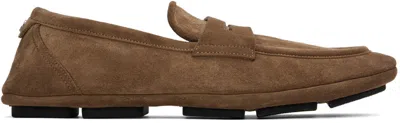 Dolce & Gabbana Brown Driver Loafers In Nocciola
