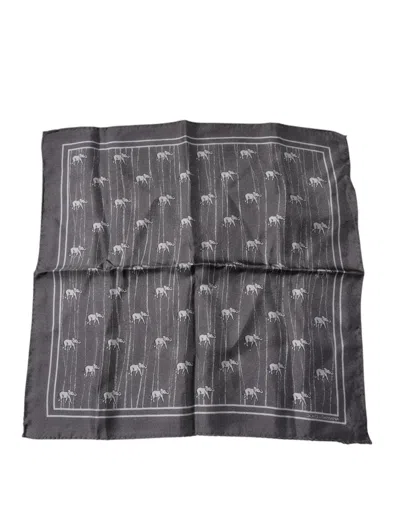 DOLCE & GABBANA DOLCE & GABBANA BROWN ELEPHANT FANTASY HANDKERCHIEF WOMEN'S SCARF