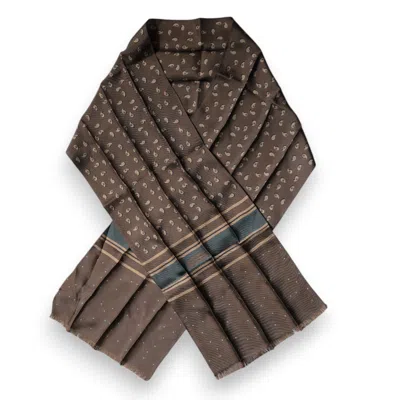 Pre-owned Dolce & Gabbana Brown Fantasy Silk Neck Wrap Shawl Men's Scarf ()