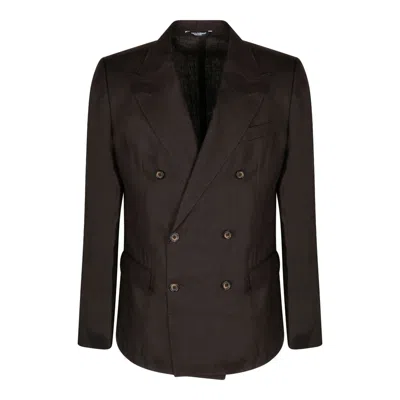 Dolce & Gabbana Brown Flax Cotton Jackets