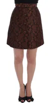 Dolce & Gabbana Brown Floral Brocade Mini Bubble Women's Skirt In Brown