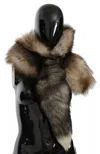 Dolce & Gabbana Brown Fox Tail Fur Shawl Neck Wrap Cover Collar Women's Scarf In Brown