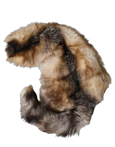 Dolce & Gabbana Brown Frost Fox Fur Neck Warmer Winter Women's Scarf