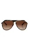 Dolce & Gabbana Brown Full Rim Acetate Pilot Eyewear Sunglasses In Black