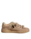 Dolce & Gabbana Brown Jute Fabric Low Top Men Sneakers Men's Shoes In Brown