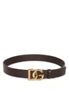 Dolce & Gabbana Black Belt With Buckle Closure And Interwoven Design In Leather Man In Black