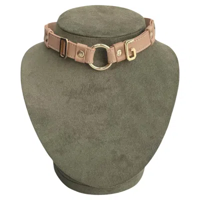 Pre-owned Dolce & Gabbana Brown Leather Choker W Gold Hardware