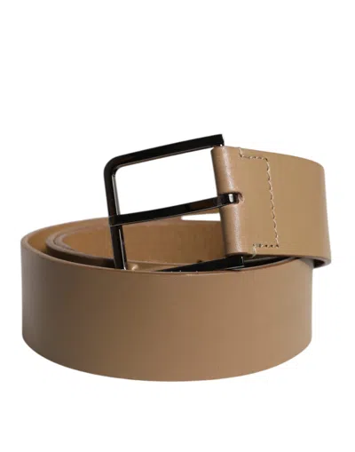 Pre-owned Dolce & Gabbana Brown Leather Classic Metal Logo Buckle Men's Belt ()